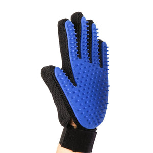 Dog Cat Pet Grooming Glove Blue True Touch Cleaning Natural De Shedding Pet Hair Unbranded