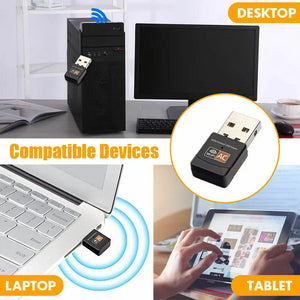 Dual Band 600Mbps USB WIFI Wireless Dongle AC600 Lan Network Adapter 2.4GHz 5GHz Unbranded