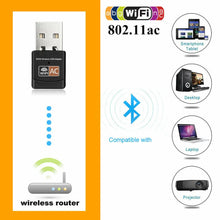 Load image into Gallery viewer, Dual Band 600Mbps USB WIFI Wireless Dongle AC600 Lan Network Adapter 2.4GHz 5GHz Unbranded