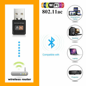 Dual Band 600Mbps USB WIFI Wireless Dongle AC600 Lan Network Adapter 2.4GHz 5GHz Unbranded