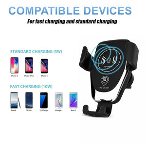 Fast Wireless Car Charger for iPhone or Samsung Unbranded