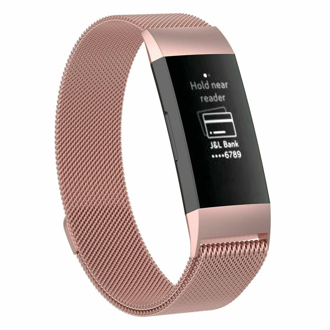 Fitbit Charge 3 Band Metal Stainless Steel Milanese Loop Wristband Strap Small/Large Unbranded