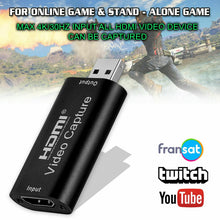 Load image into Gallery viewer, HDMI Video Capture Card USB 2.0/1080p HD Recorder for Video Live Streaming Game Unbranded
