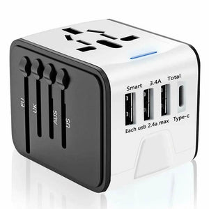 International Universal Travel Adapter 4 USB 2.4A Charger AC Power One Click Shop Australia