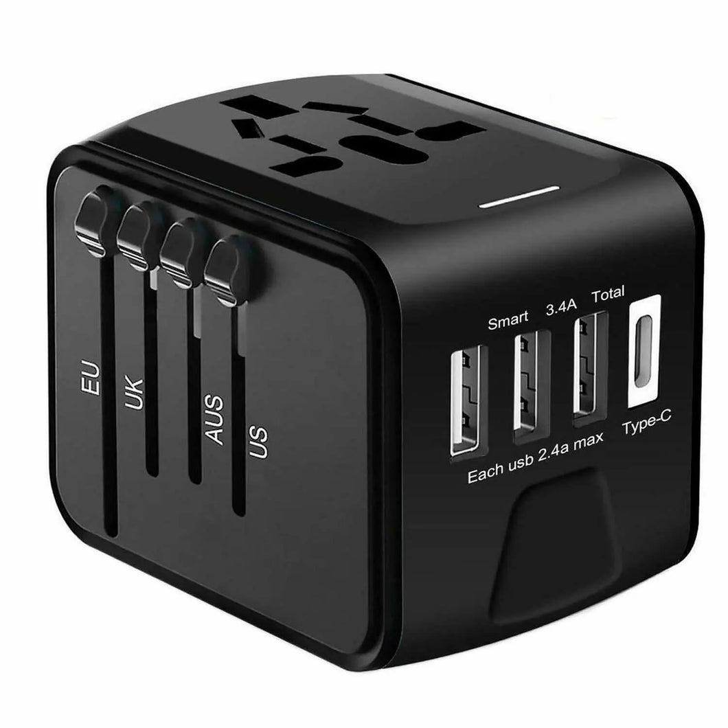 International Universal Travel Adapter 4 USB 2.4A Charger AC Power One Click Shop Australia