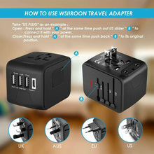 Load image into Gallery viewer, International Universal Travel Adapter 4 USB 2.4A Charger AC Power One Click Shop Australia