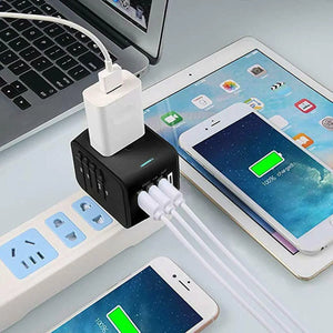 International Universal Travel Adapter 4 USB 2.4A Charger AC Power One Click Shop Australia