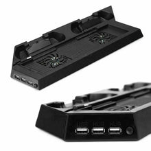 Load image into Gallery viewer, Playstation PS4 &amp; Slim 3in1 Vertical Stand Dock Controller Cooling Fan Charger Unbranded