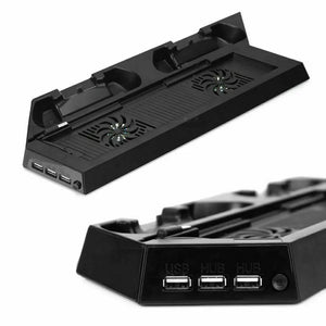 Playstation PS4 & Slim 3in1 Vertical Stand Dock Controller Cooling Fan Charger Unbranded