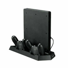 Load image into Gallery viewer, Playstation PS4 &amp; Slim 3in1 Vertical Stand Dock Controller Cooling Fan Charger Unbranded