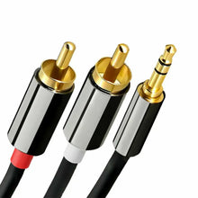 Load image into Gallery viewer, Premium Stereo Audio 3.5mm to 2 RCA Cable Gold Plated Unbranded