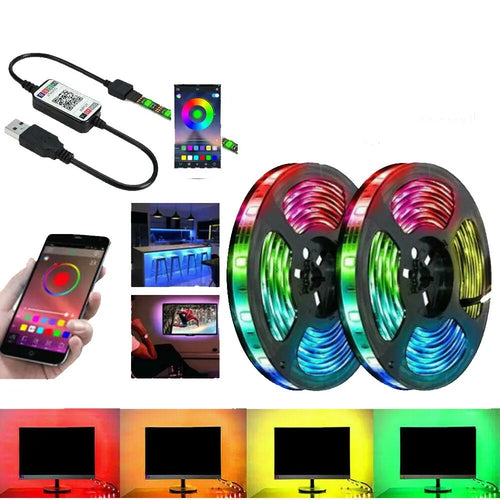 RGB LED Strip Lights IP65 Waterproof 5M 5050 12V + USB Bluetooth Controller AUS One Click Shop Australia