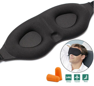 Travel Sleep Eye Mask Memory Foam Black with Adjustable Elastic Band One Click Shop