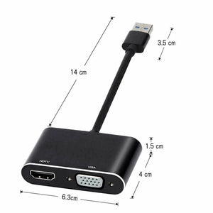 USB 3.0 to HDMI and VGA Full HD 1080p Video Adapter Cable Converter One Click Shop Australia