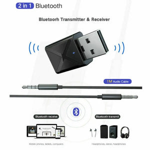 USB Bluetooth 5.0 Transmitter Receiver Stereo Audio Adapter AUX 3.5mm One Click Shop Australia