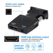 Load image into Gallery viewer, 1080P VGA to HDMI Adapter Male to Female with Audio HD One Click Shop