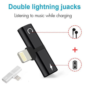 iPhone Lightning Audio + Charge 2-in 1 Dual Mini Adapter For iPhone 7/7 Plus/6/6 Plus/6S/5/5S/8/X One Click Shop Australia